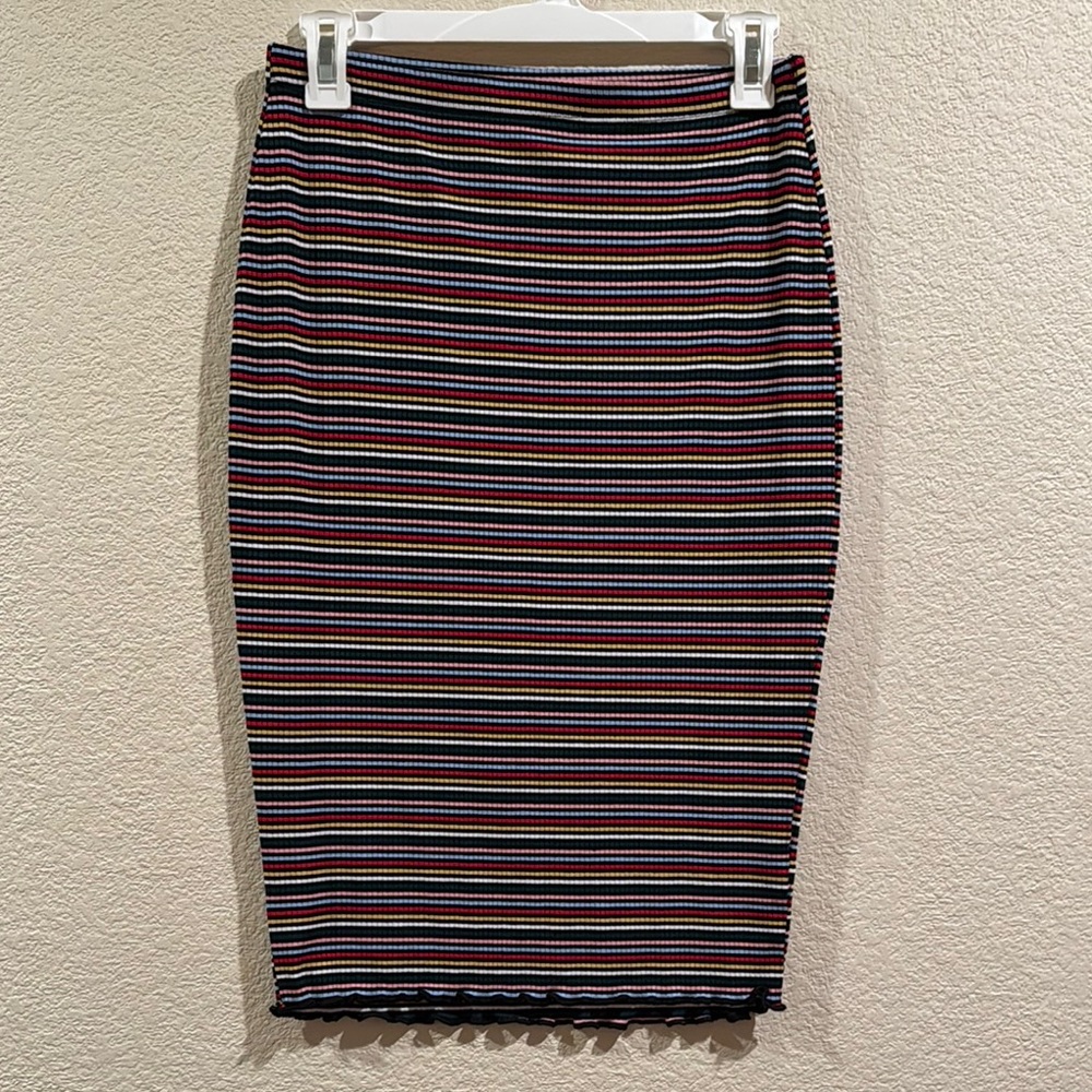 Multicolor striped Midi Pencil Skirt for Casual Wear